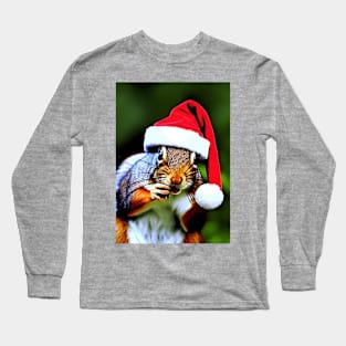 CUTE CHRISTMAS HAT SQUIRREL Long Sleeve T-Shirt